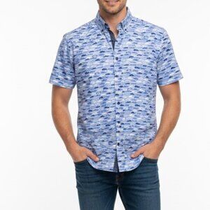 NWT Con.Struct Vintage Car Print Slim Fit Stretch Shirt - Medium